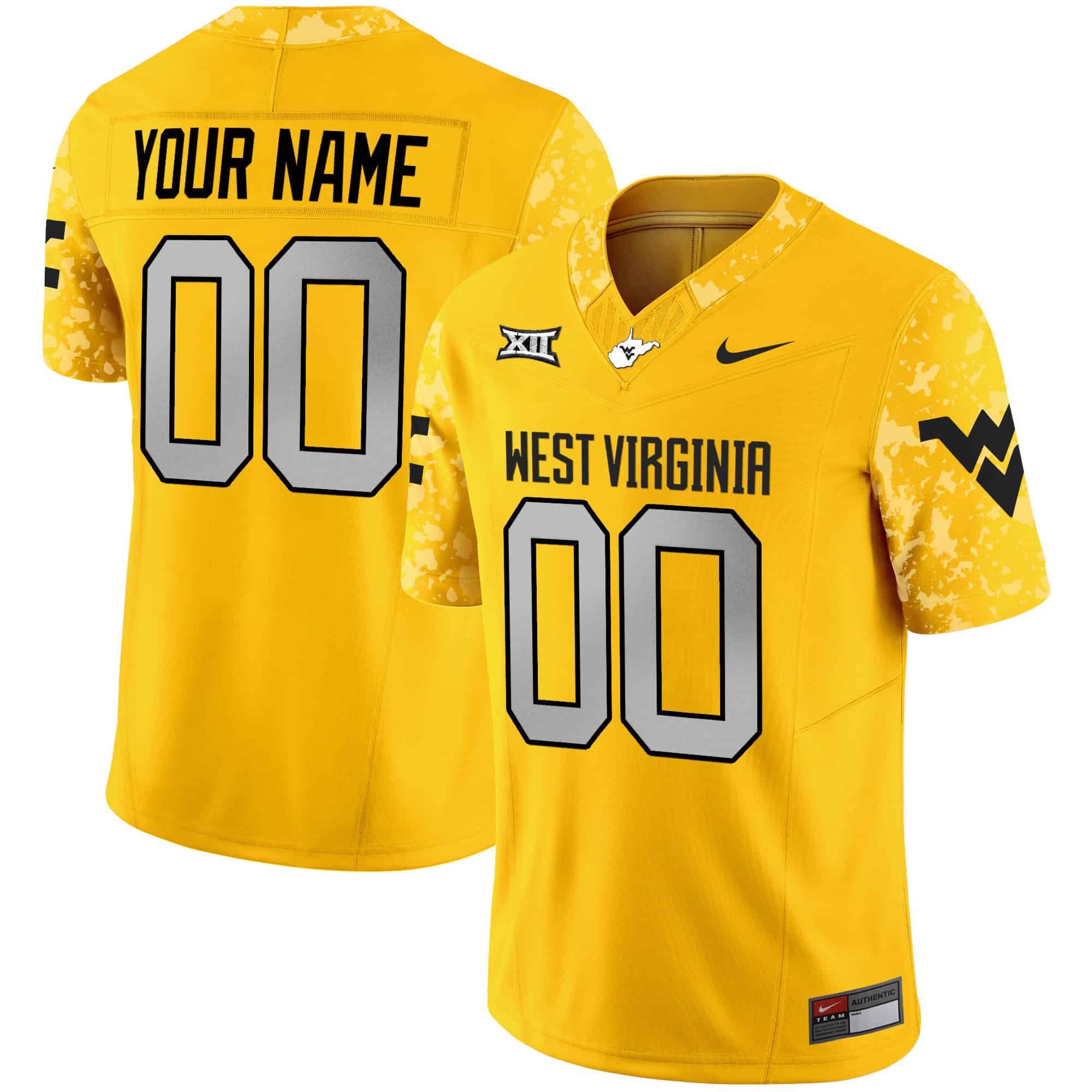 Men West Virginia Mountaineers Yellow 2024 Nike Vapor Limited Custom NCAA Jersey